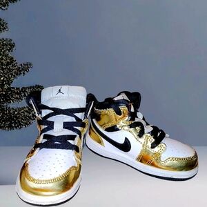 NIKE Air Jordan 1 Mid SE TD 'Metallic Gold